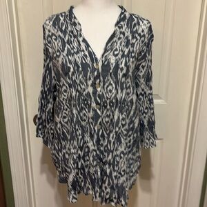 Ruby Rd. Women’s Top Blouse Blue/White Size XL Gently Worn